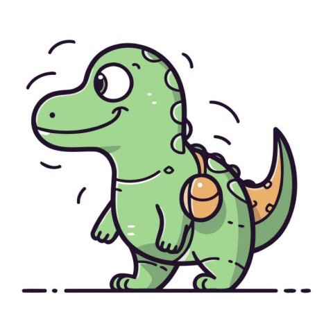 Cute crocodile with backpack. Vector illustration in cartoon sty