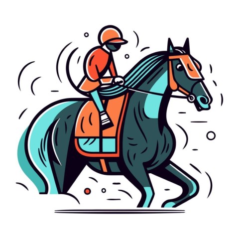 Horse race. jockey on horseback. Vector illustration.