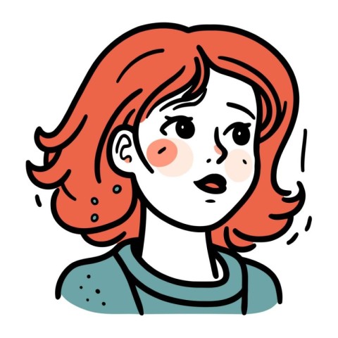 Vector illustration of a woman with red hair and freckles.