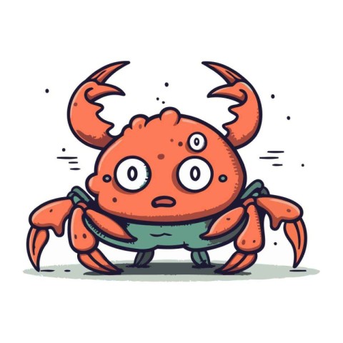 Crab cartoon character. Vector illustration of a cute crab masco