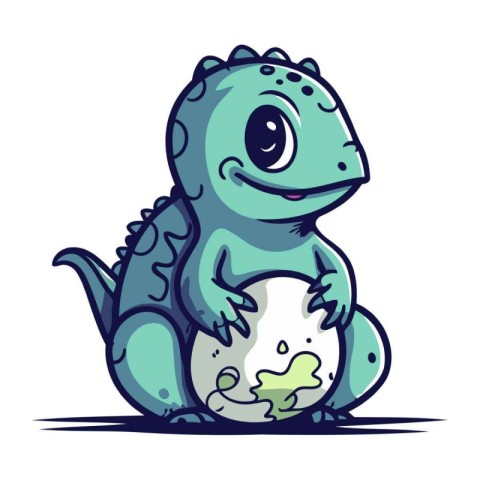 Cute cartoon dinosaur. Vector illustration isolated on a white b