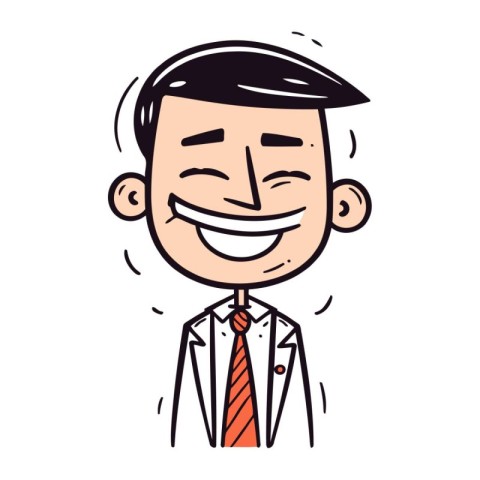 Vector illustration of a smiling man in a white shirt and tie.