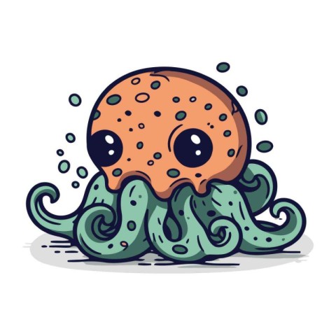 Cute octopus character. Vector illustration. Isolated on white b