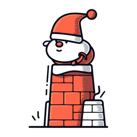 Santa claus with chimney. Vector illustration in cartoon style.