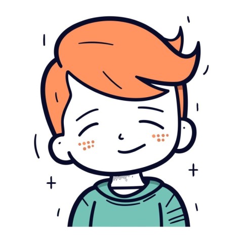 Cute boy with red hair and freckles. Vector illustration.