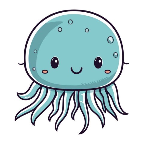 cute jellyfish kawaii character vector illustration designicon v