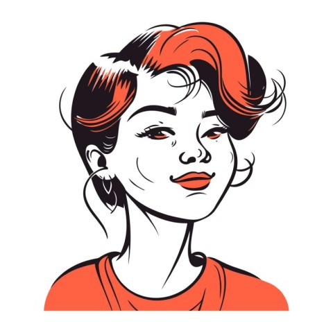 Beautiful woman with short hair. Vector illustration in retro st