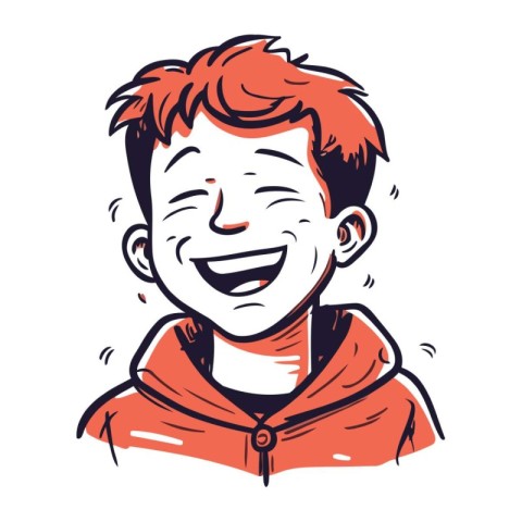 Vector illustration of a happy smiling young man with red hair i