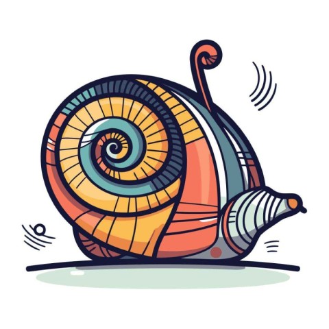 Cartoon snail. Vector illustration of a snail on white backgroun