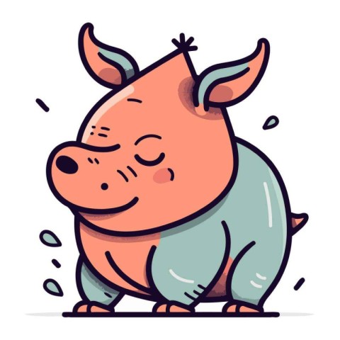 Cute cartoon pig. Vector illustration. Isolated on white backgro