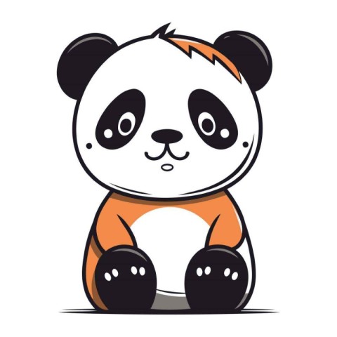 Cute cartoon panda sitting on white background. Vector illustrat