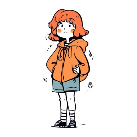 Illustration of a girl in a raincoat. Vector illustration.