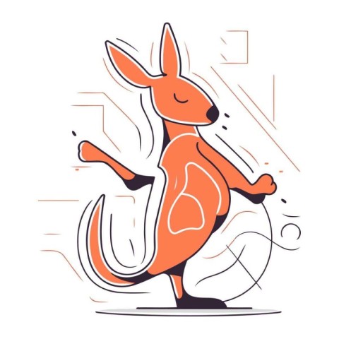 Kangaroo running vector illustration. Cartoon kangaroo in motion