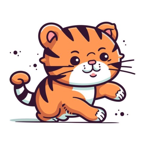 Cute little tiger character. Vector illustration in cartoon styl