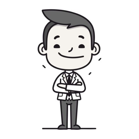 Businessman Smiling   Hand Drawn Vector Illustration. EPS10