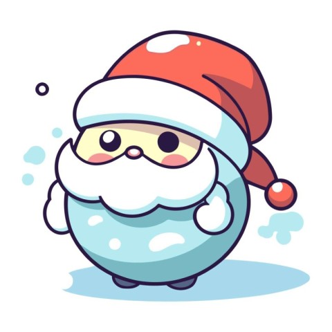 Cute Santa Claus with snow ball. Merry Christmas and Happy New Y