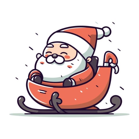 Cartoon santa claus in a sleigh. Vector illustration.