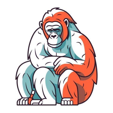 Gorilla. Vector illustration of a gorilla sitting on the floor.