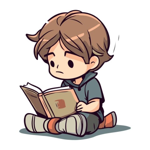 Boy reading a book. Vector illustration of a boy reading a book.