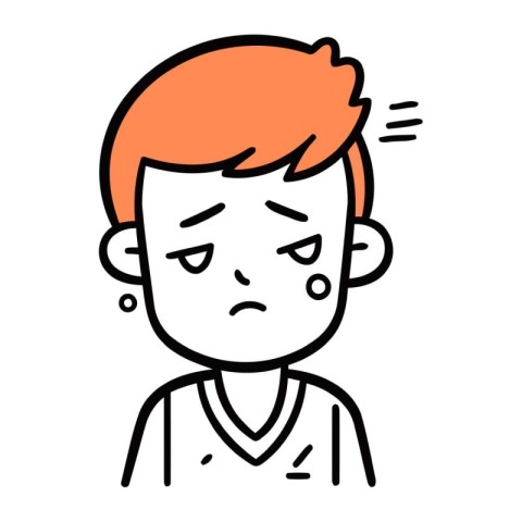 Sad boy cartoon icon. Outline illustration of sad boy cartoon ic