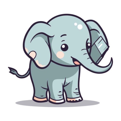 Cute elephant cartoon vector illustration. Elephant character is