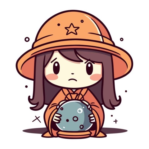 Illustration of a Little Girl in a Astronaut Costume with a Helm