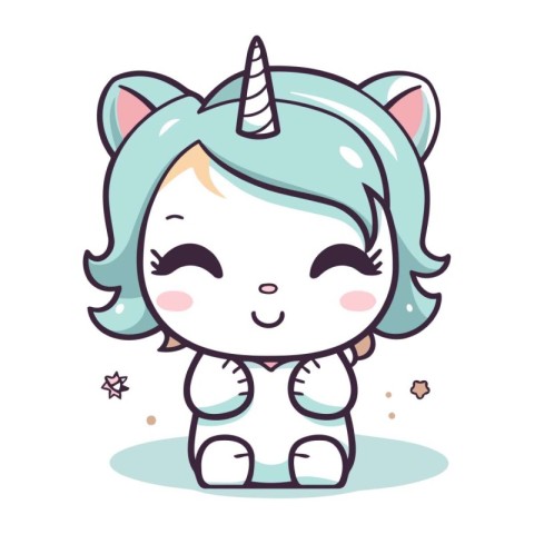 Cute cartoon unicorn. Vector illustration of a cute little unico