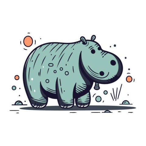 Cute hippopotamus. Vector illustration in doodle style