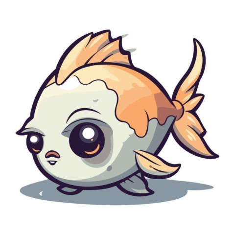 Cute cartoon fish. Vector illustration isolated on a white backg