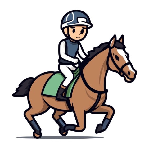 Horse race   jockey riding a horse. cartoon vector illustration