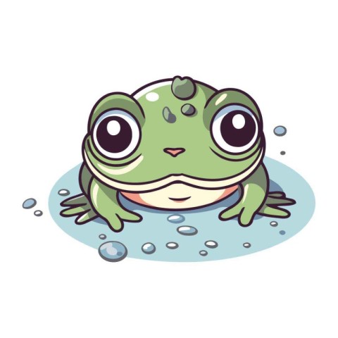 Cute frog sitting on the water. Vector illustration isolated on