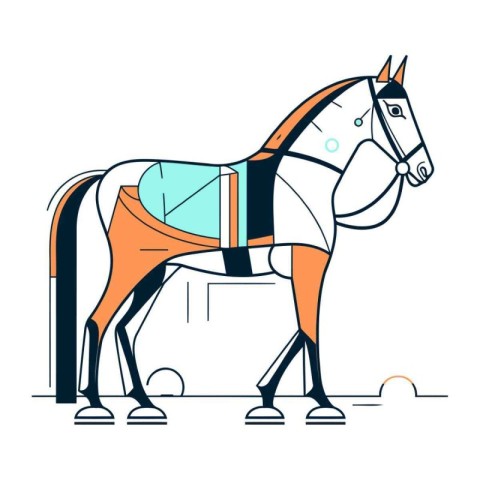 Vector illustration of a horse on a white background. Flat style