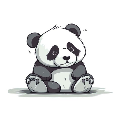 Illustration of a cute panda sitting on a white background.