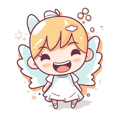 Cute angel girl vector illustration. Cartoon cute angel girl ico