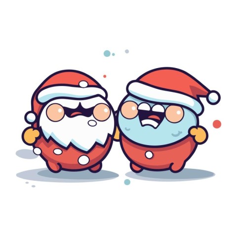 Santa Claus and Snowman Cartoon Mascot Character Vector Illustra