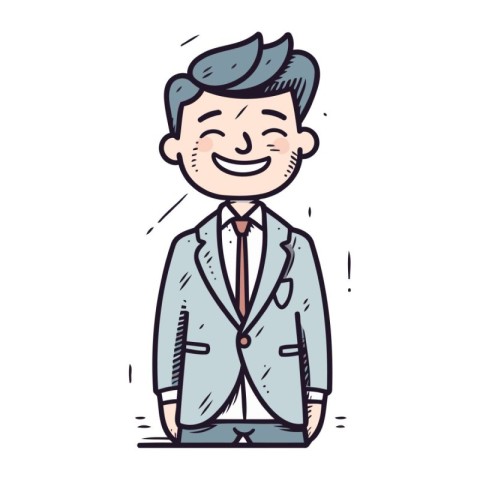 Businessman in suit. Vector illustration in doodle style.