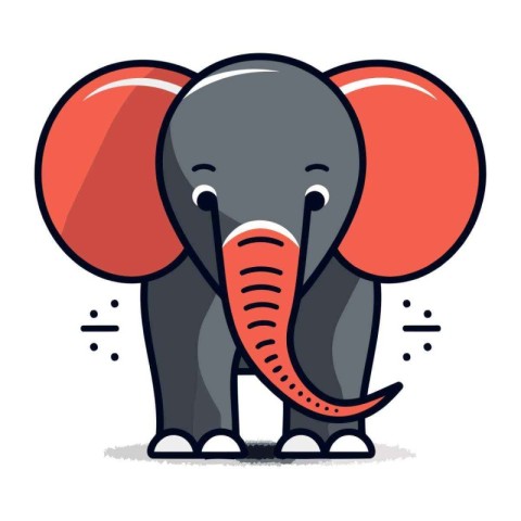 Cute elephant. Vector illustration in flat style. Isolated on wh