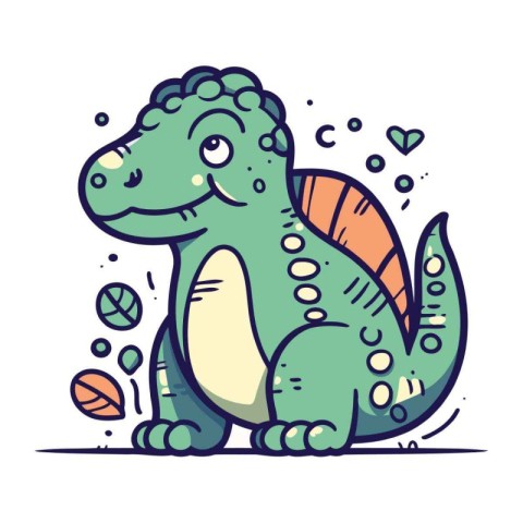 Cute cartoon dinosaur. Vector illustration in doodle style.