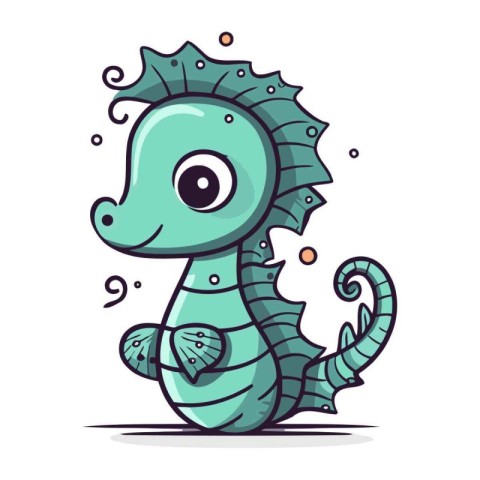 Cute cartoon seahorse. Vector illustration on white background.