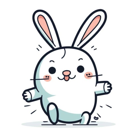 Cute cartoon rabbit. Vector illustration of a funny white rabbit