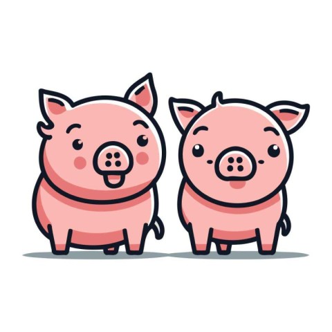 Cute pig cartoon character vector illustration. Cute pig icon.