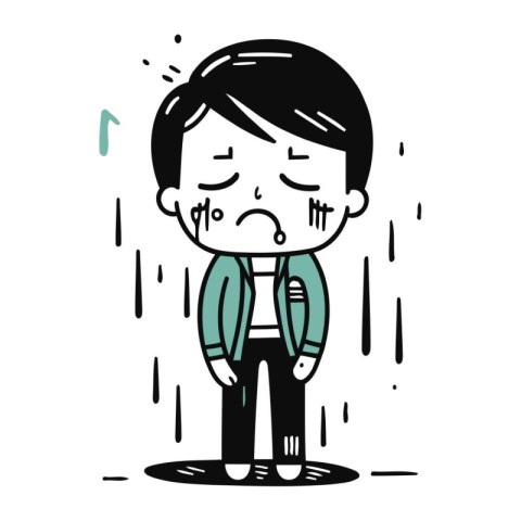 Illustration of a man suffering from a cold. Vector illustration