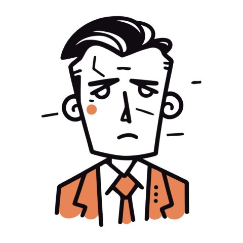 Angry man in a suit. Vector illustration in cartoon style.