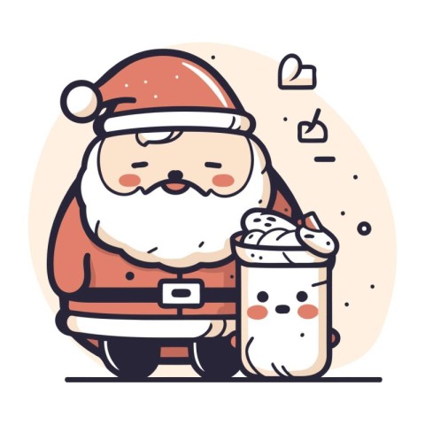 Vector illustration of Santa Claus holding a cup of hot chocolat