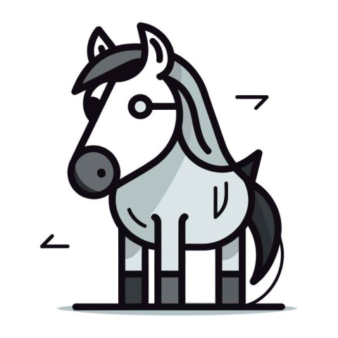 Horse cartoon character in flat design. Vector illustration on w