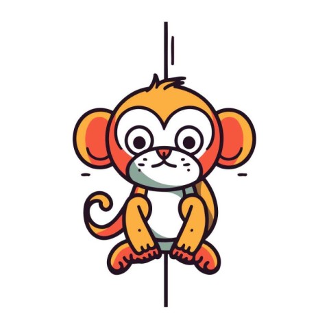 Cute cartoon monkey. Vector illustration. Isolated on white back