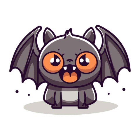 Cute cartoon bat isolated on white background. Halloween vector