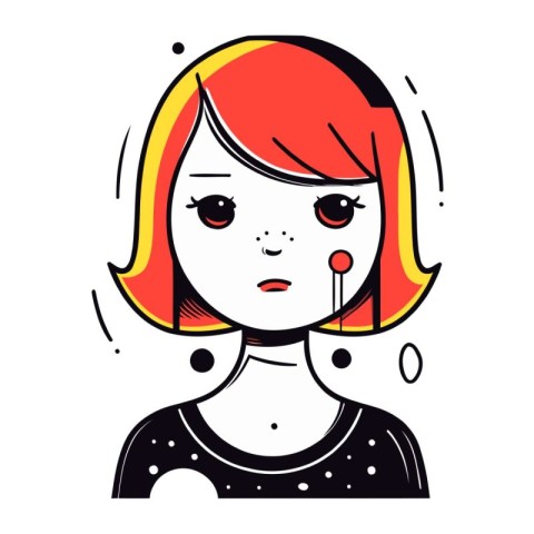 Vector illustration of a girl with red hair in a pop art style.