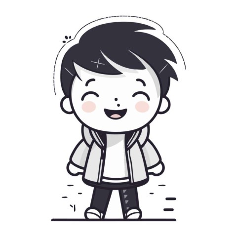 Cute boy cartoon vector illustration. Cute little boy cartoon ch