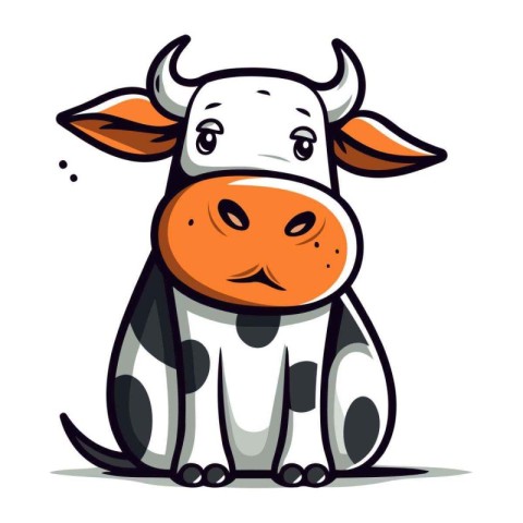 Cute cartoon cow isolated on a white background. Vector illustra